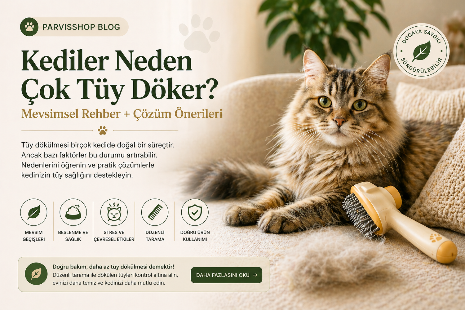 Kediler Neden Çok Tüy Döker? (Mevsimsel Rehber + Çözüm Önerileri)